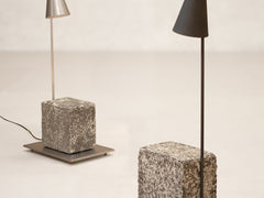 Conical Metal and Stone Lamp