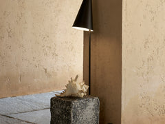 Conical Metal and Stone Lamp