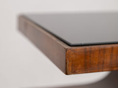 1930s Pair of Deco Bedside Tables in Wood, Glass & Metal