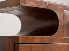 1930s Pair of Deco Bedside Tables in Wood, Glass & Metal