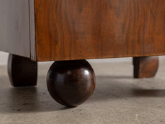 1930s Pair of Deco Bedside Tables in Wood, Glass & Metal