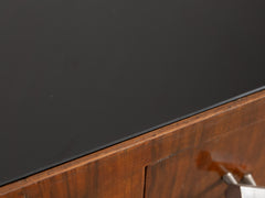 1930s Pair of Deco Bedside Tables in Wood, Glass & Metal