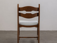 Mid Century Brutalist Dining Chair with Boucle Upholstery