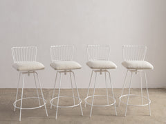 Mid-Century Swivel Bar Stool with Upholstered Seat