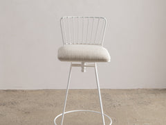 Mid-Century Swivel Bar Stool with Upholstered Seat