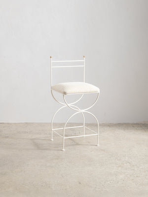 Soleil Stool with Back - Ivory with Sunfish Stripe