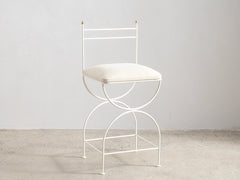 Soleil Stool with Back - Ivory with Sunfish Stripe