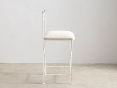 Soleil Stool with Back - Ivory with Sunfish Stripe