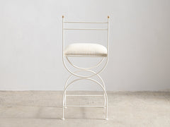 Soleil Stool with Back - Ivory with Sunfish Stripe
