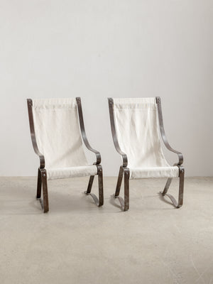 1930s Metal Sling Back Chair by Salvatore Bevelaqua