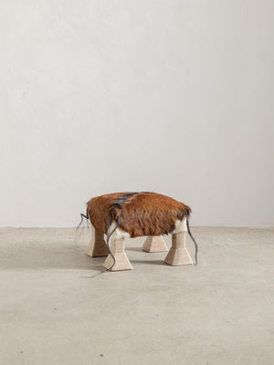 1930s Cow Hide and Rope Stool