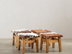 1950s Timber and Cow Hide Stool 01