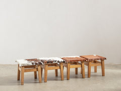 1950s Timber and Cow Hide Stool 01