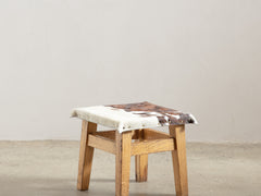 1950s Timber and Cow Hide Stool 01