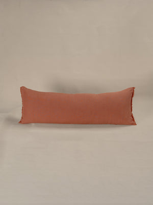 Embroidered Linen Lumbar Cushion, Clay