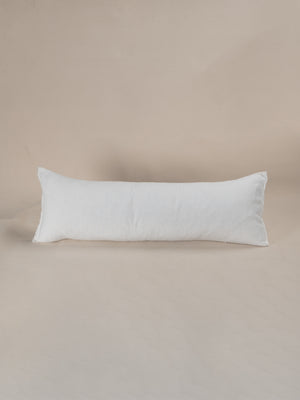 Embroidered Linen Lumbar Cushion, Chalk