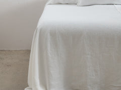 Embroidered Linen Bedspread, Chalk