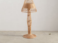 1950s Woven Rattan Floor Lamp