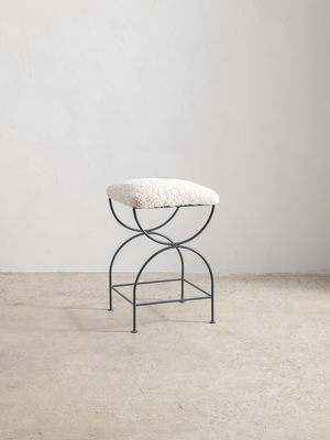 Soleil Stool - Charcoal with Sheepskin