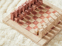 Travertine Chess Set - Rosso