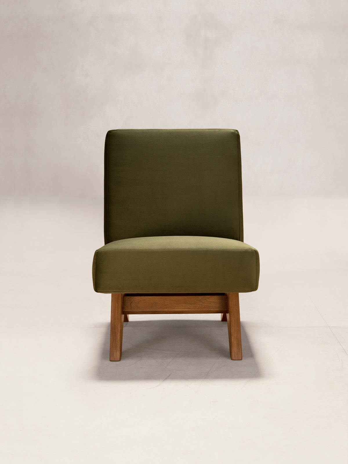 Upholstered Armless Chair, Velvet Upholstery
