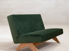 Upholstered Armless Sofa, Velvet Upholstery