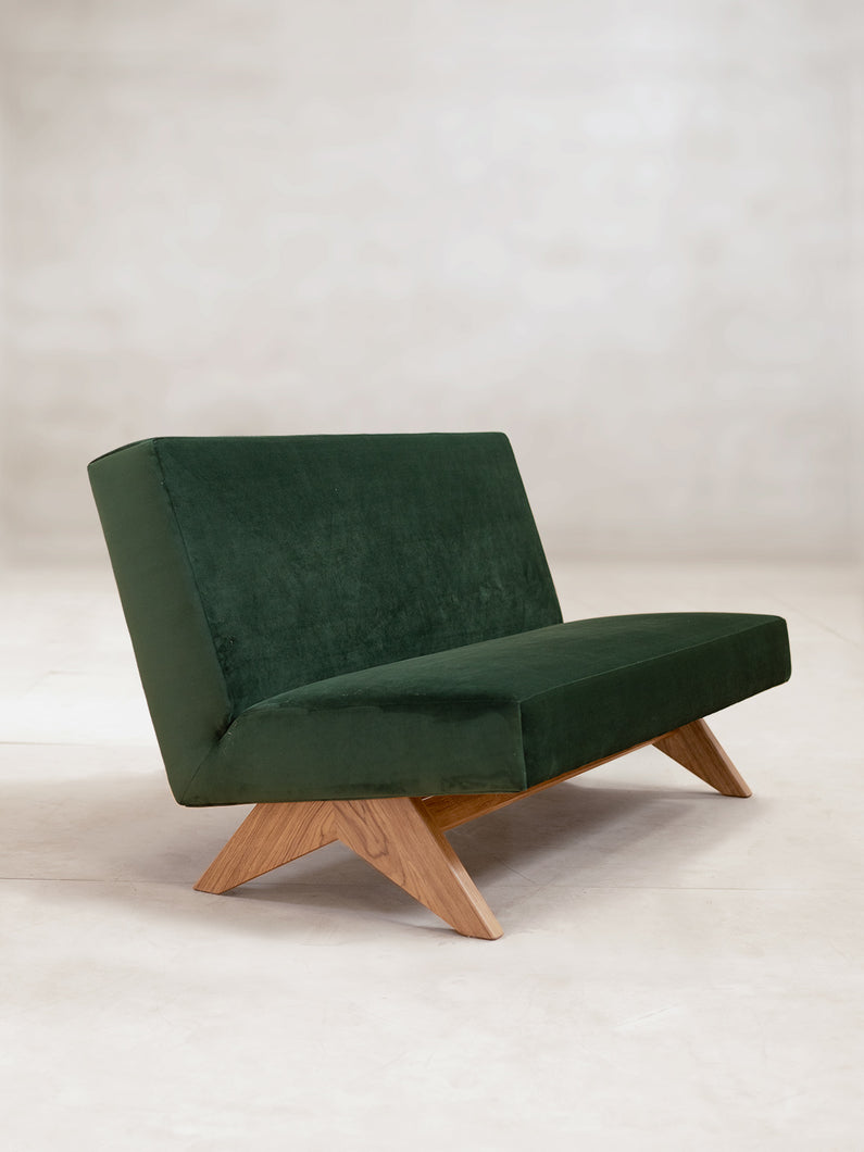 Upholstered Armless Sofa, Velvet Upholstery