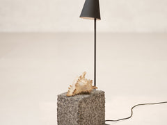 Conical Metal and Stone Lamp