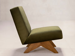 Upholstered Armless Chair, Velvet Upholstery