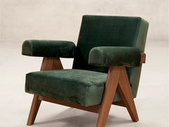 Upholstered Easy Armchair, Velvet Upholstery