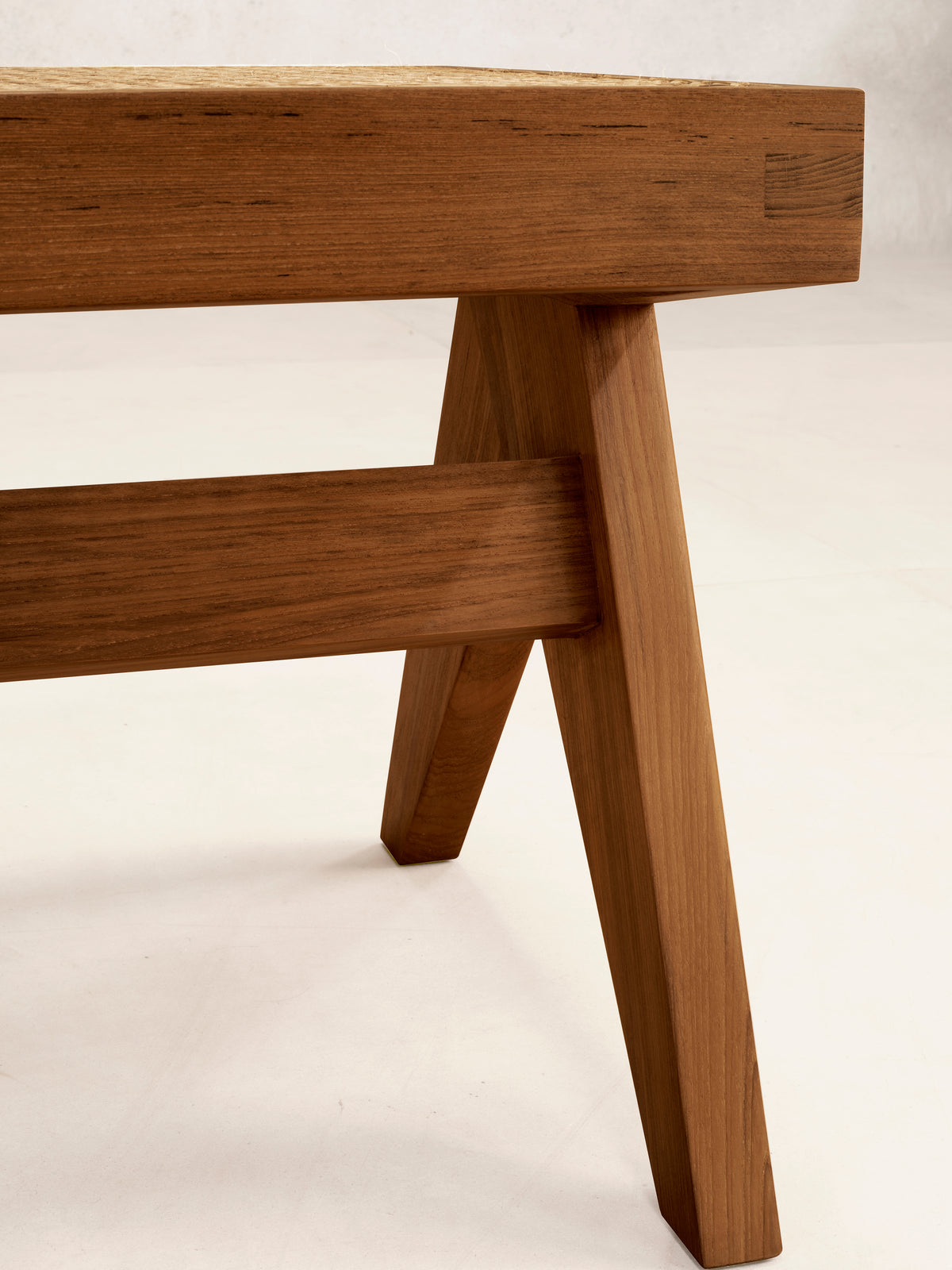 Teak and Cane Bench