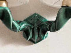 Art Deco Green Ceramic Wall Light
