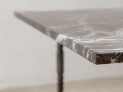 1960s Iron Side Table 04 with Rosso Lepanto Marble Top