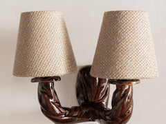 Art Deco Twisted Brown Ceramic Wall Light