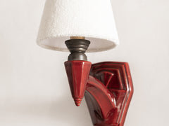 Art Deco Garnet Ceramic Single Wall Light