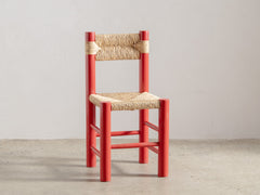 Red Wooden Rush Dining Chair