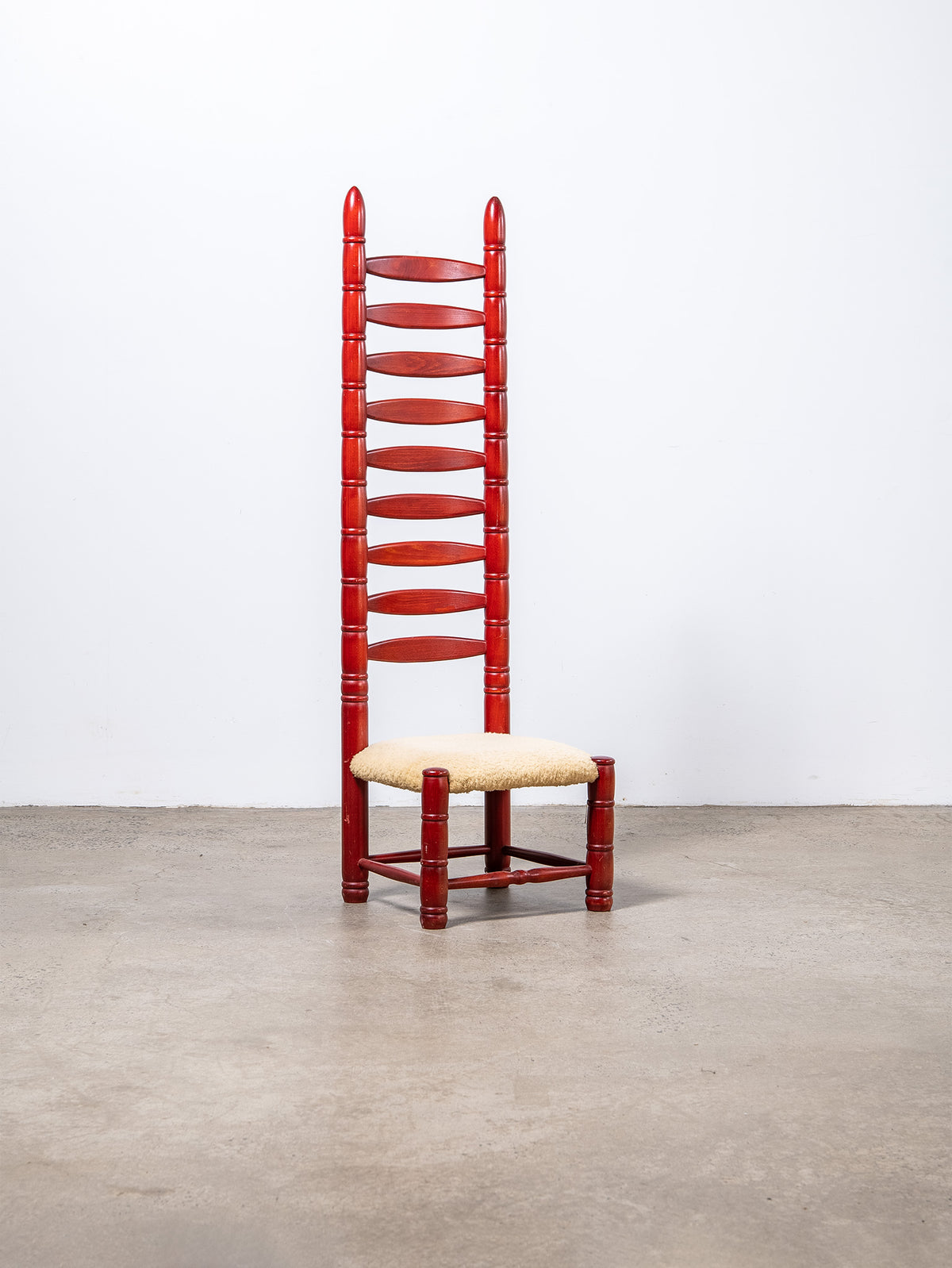 Red High Back Ladder Chair