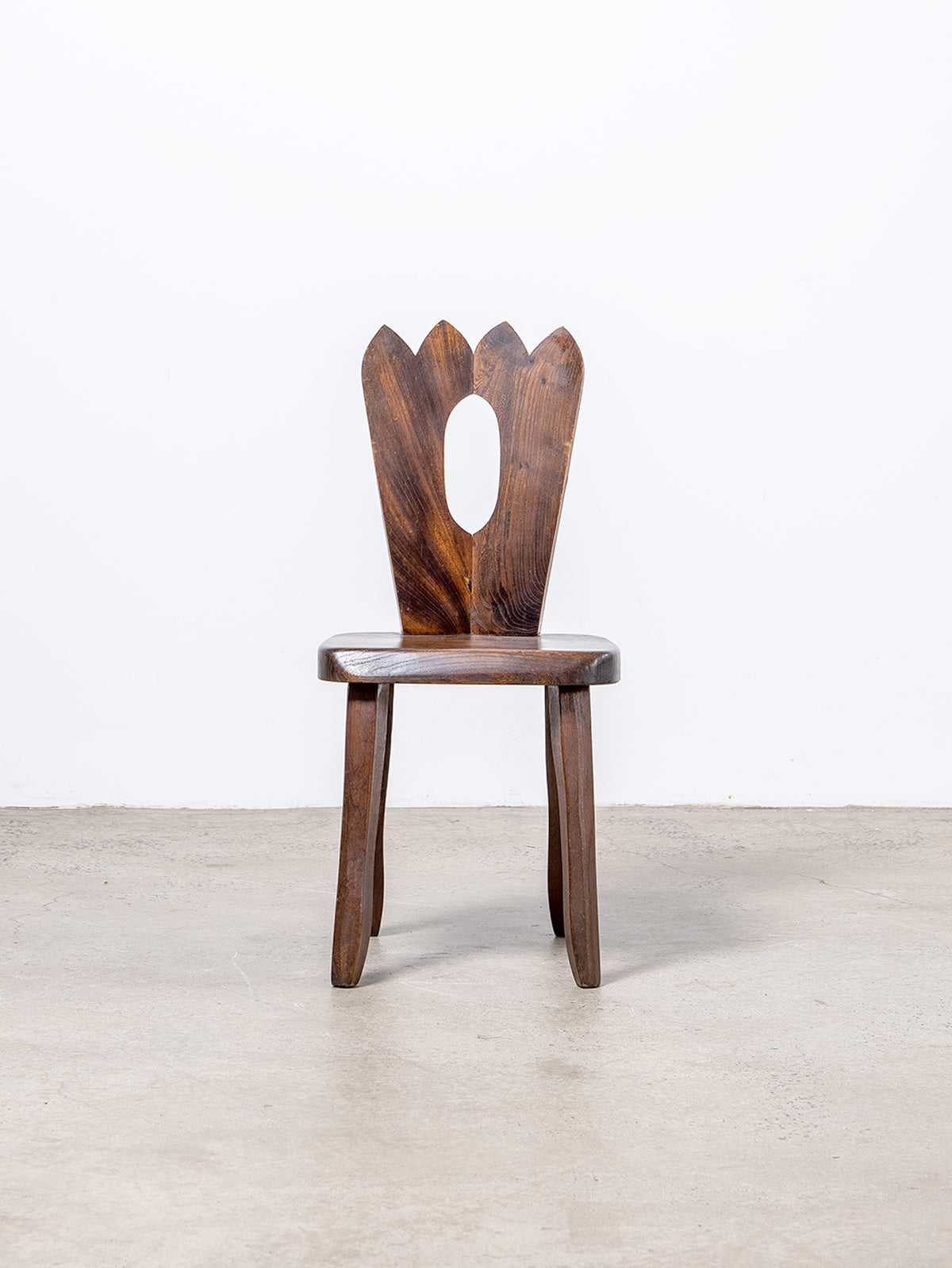 1950s Brutalist Crown Chair in Elm