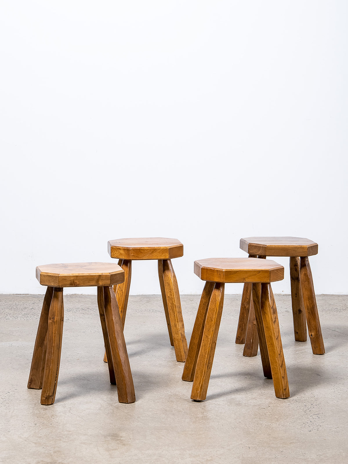 1950s Brutalist Oak Stool
