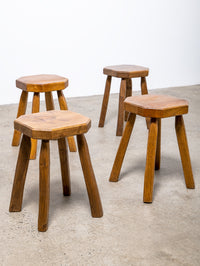 1950s Brutalist Oak Stool