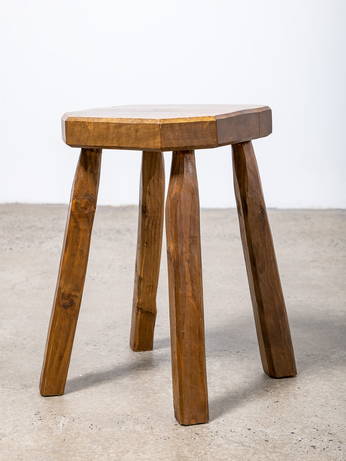 1950s Brutalist Oak Stool