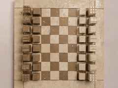 Travertine Chess Set - Cacao