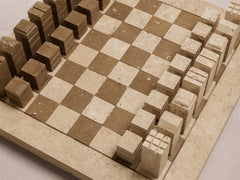 Travertine Chess Set - Cacao