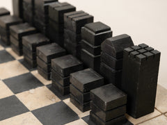 Travertine Chess Set - Coal