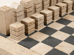 Travertine Chess Set - Coal