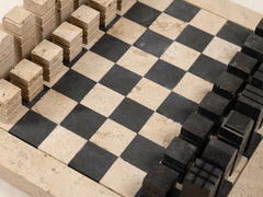Travertine Chess Set - Coal