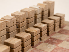 Travertine Chess Set - Rosso