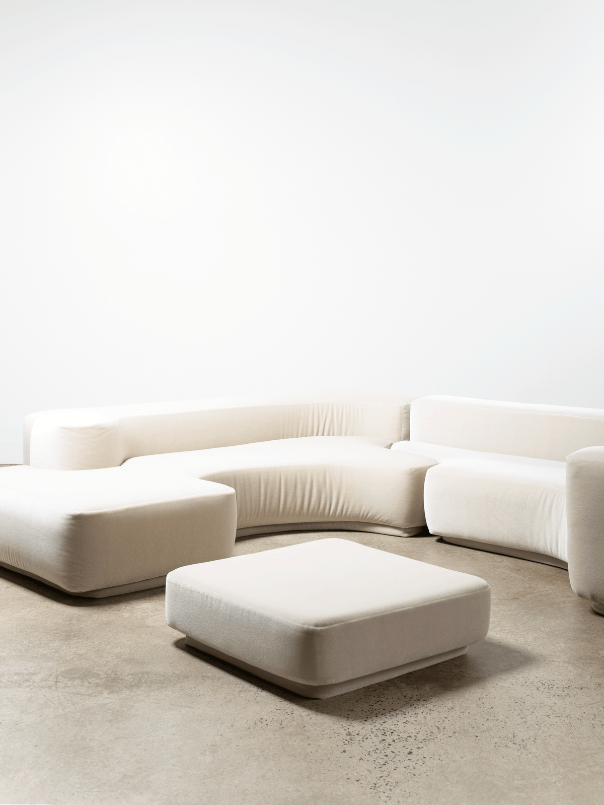 Lara Sofa and Ottoman in Mohair Velvet