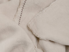 Embroidered Linen Bedspread, Ecru