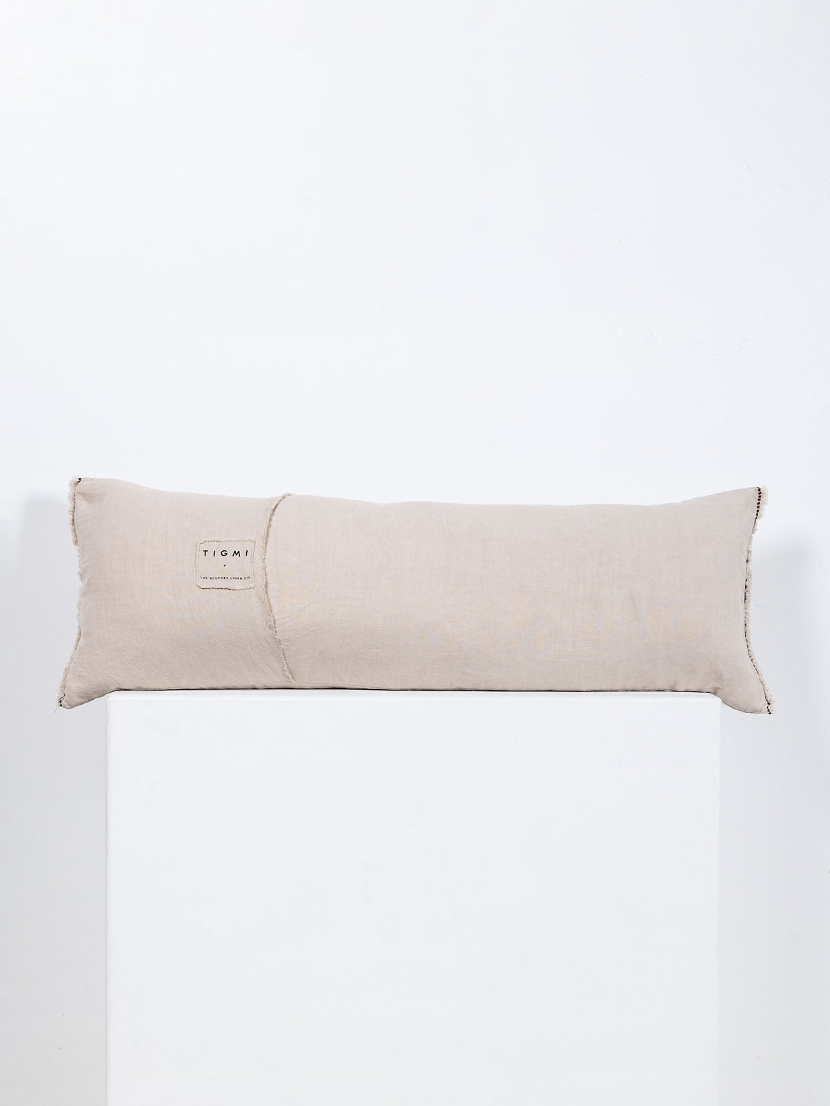 Embroidered Linen Lumbar Cushion, Ecru